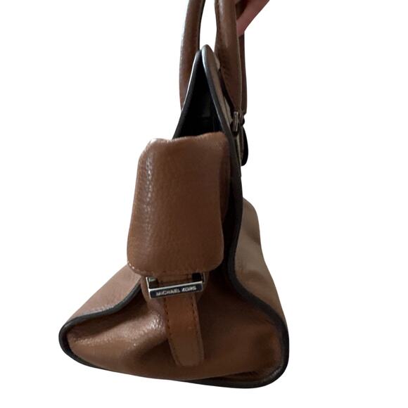 Michael Kors Brown Pebbled Leather Satchel Silver Hardware - Picture 10 of 10